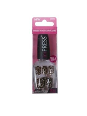 imPRESS Leopard Print Press-On Nails - Brown, Black & Cream Short Length